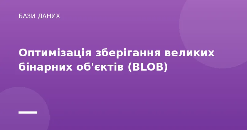 Оптимізація зберігання великих бінарних об'єктів (BLOB)